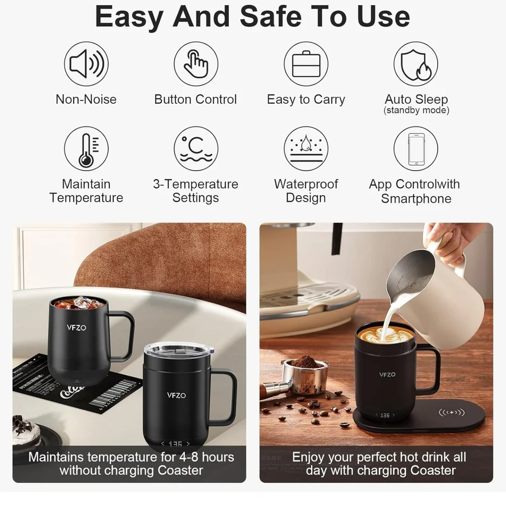 Smart Mug Warmer and Wireless Charger - Black